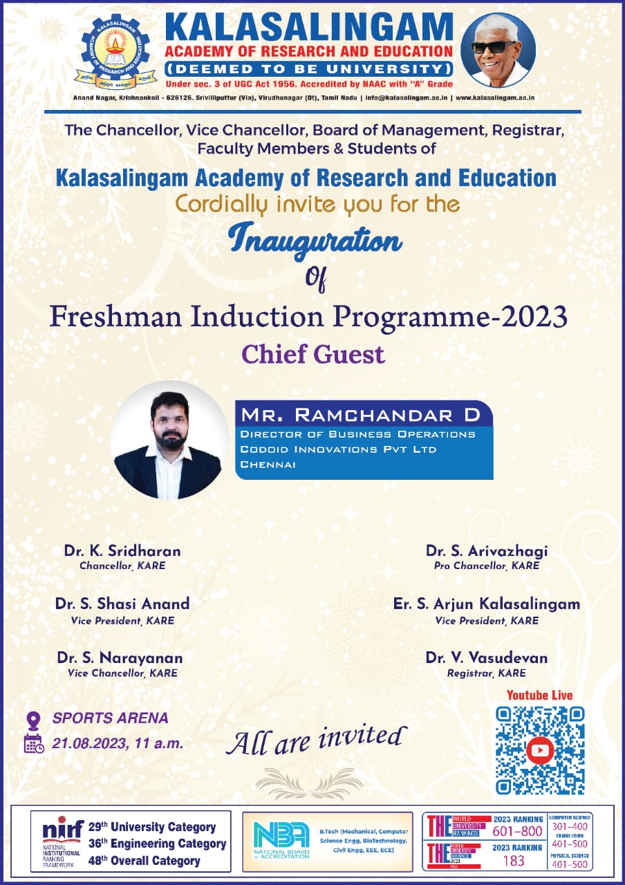 Kalasalingam University- Electronics and Communication Engineering  Department sur LinkedIn : Kalasalingam University Shasi Anand Sridharan  Koteswara Anne S…